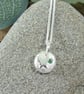 Silver Pebble Emerald Necklace with Butterfly