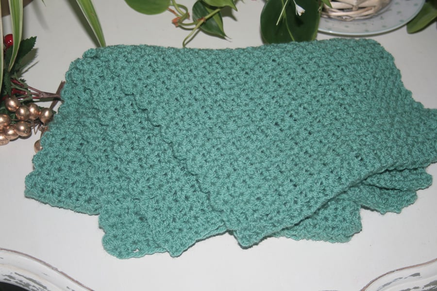Pretty Eucalyptus Shade - Crocheted Scarf