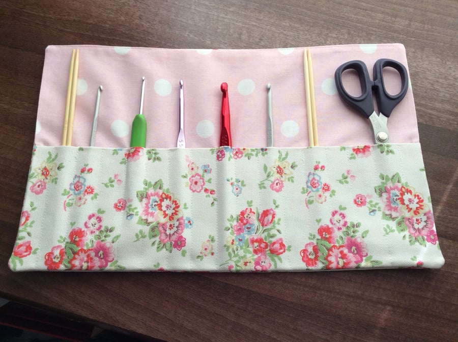 Crochet hook holder made in Cath Kidston Spray flowers fabric