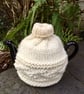 Merino Leaf Design Tea Cosy, Hand Knitted Cream Tea Cozy - Image 5