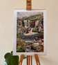 'Secret Waterfall' A3 Art Print of Oil Pastel Painting - Image 3