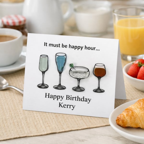 Personalised Birthday Card - It  must be happy hour…