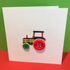 Tractor Card with Button Wheels