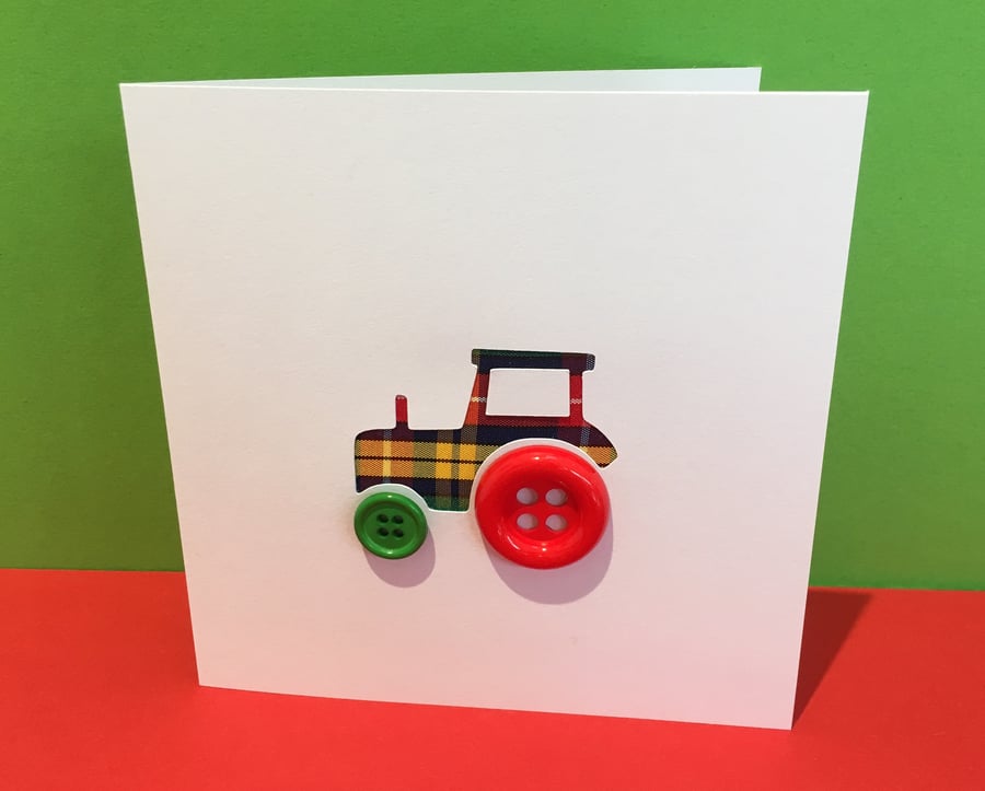 Tractor Card with Button Wheels