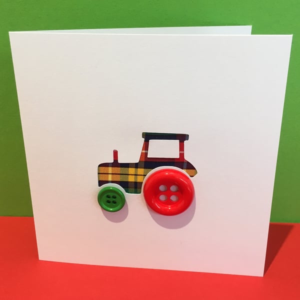 Tractor Card with Button Wheels