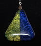 Blue & Green Triangular Pendant Necklace in Fused Glass - 1100 - Image 3