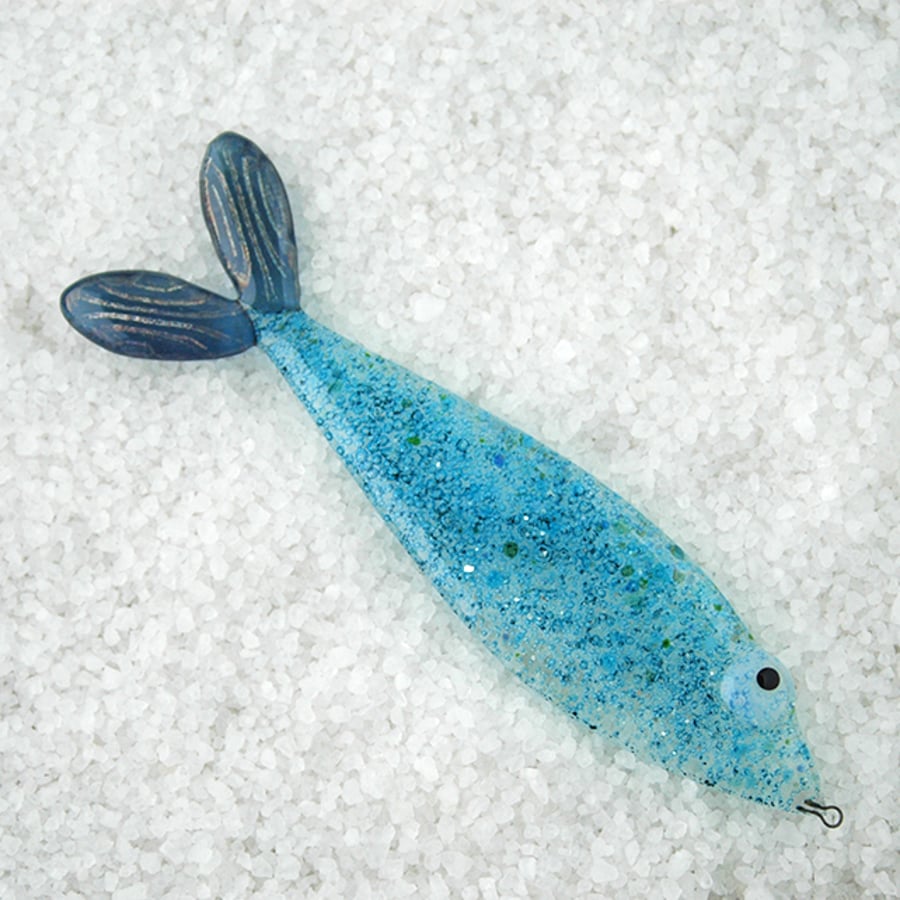 Fused Glass Bubble Fish Decoration