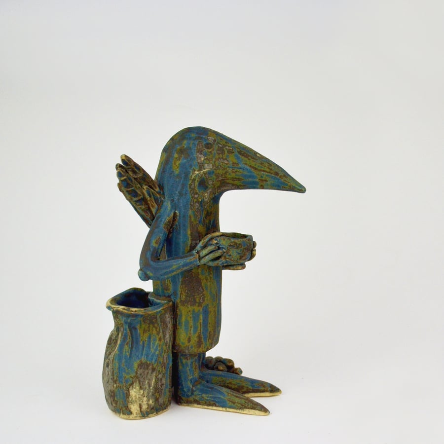 Ceramic Bird Sculpture - Beaty the Caretaker Bird