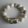 Chunky Faceted Glass and Resin Flower Bracelet