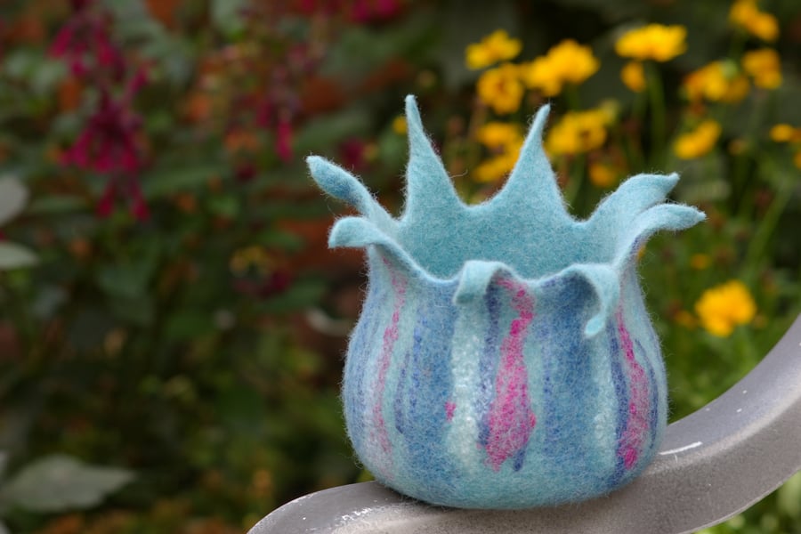 Handmade felted wool bowl