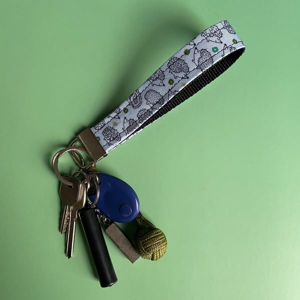 Hedgehog wristlet keychain. Hedgehog keyring.