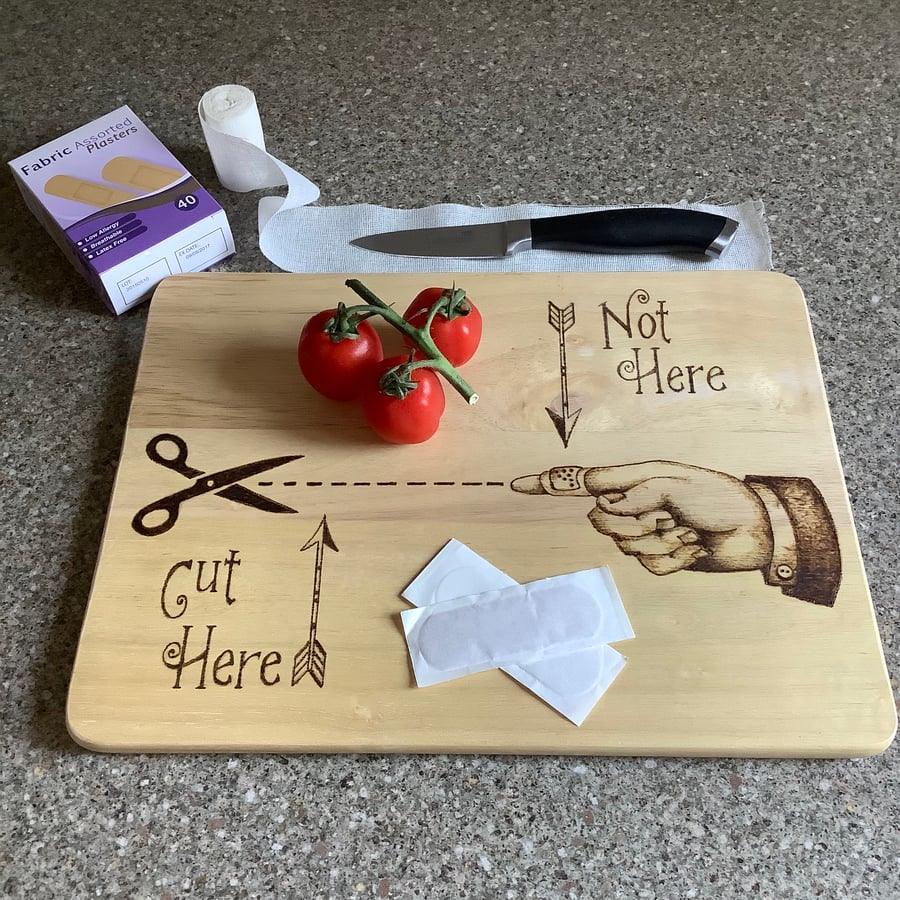 Instructional chopping boards for clumsy people - cut