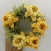 Mini Crochet Daffodil Wreath.  Hanging Decoration 