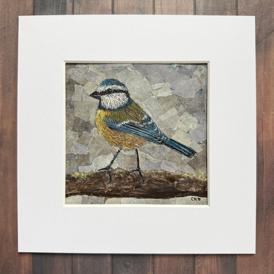 Blue Tit Original Collage
