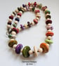 Statement Howlite & Wood Necklace Antique Copper Finish - Image 4