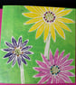 Set of 4 Colourful Daisy Linocut Cards, Gem Embellished Handmade Original Art - Image 4