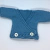 Cardigan Premature Baby Size - Blue Wool