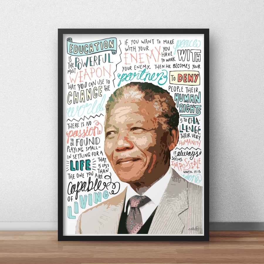 Nelson Mandela INSPIRED Poster, Print with Inspirational Quotes