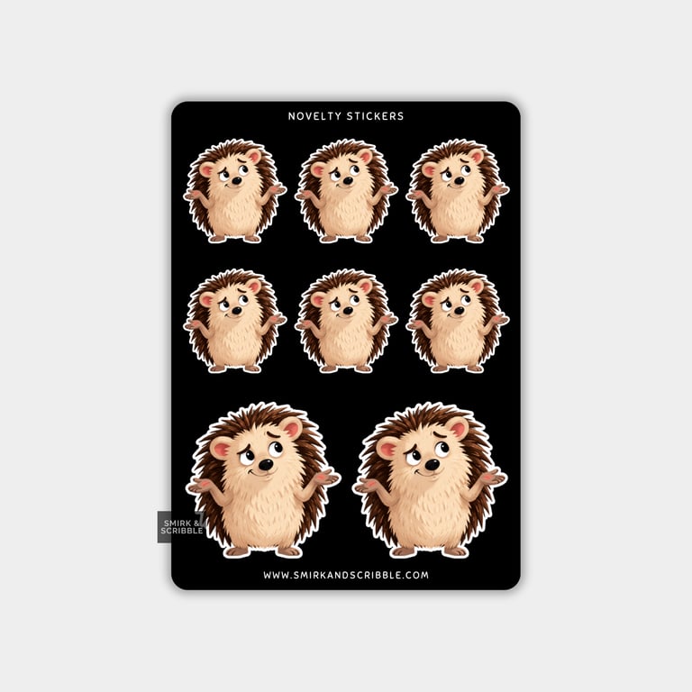 Funny Vinyl Sticker Sheet For Adults - Cute Hedgehog