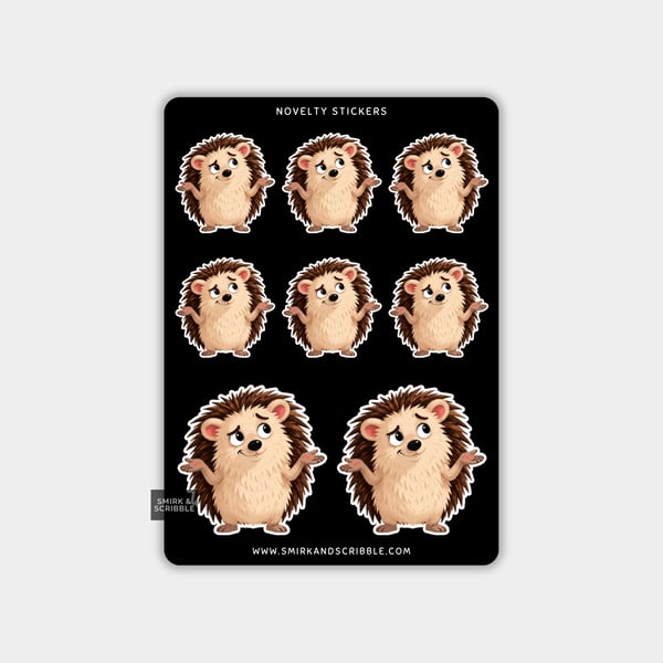 Funny Vinyl Sticker Sheet For Adults - Cute Hedgehog