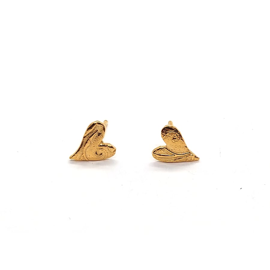 Yellow gold vermeil Floral Heart stud earrings