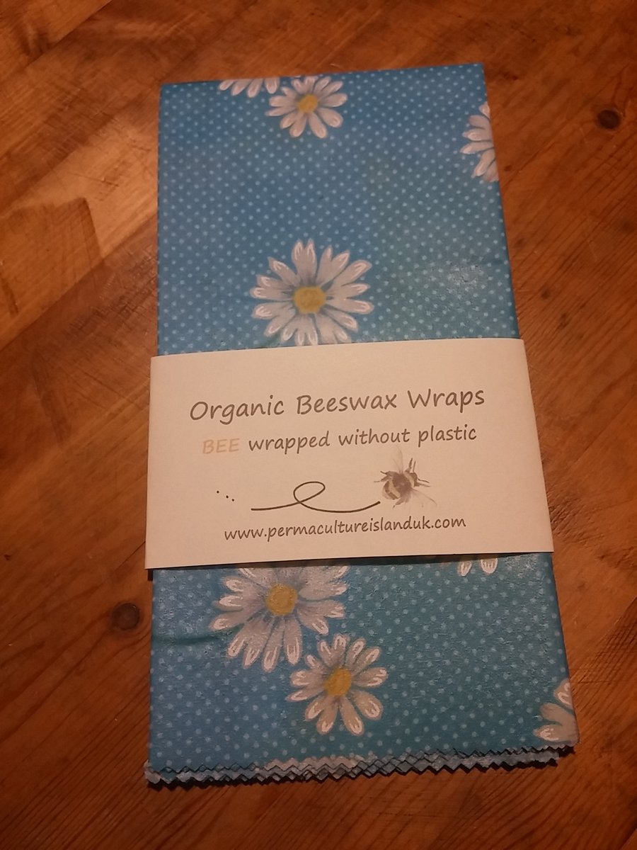 Organic Large Bees wax bread wrap daisy Print