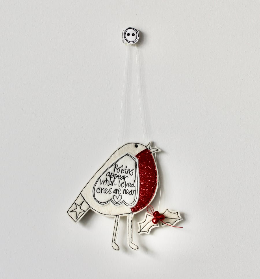 'Robins Appear when Loved Ones are Near' - Hanging Decoration