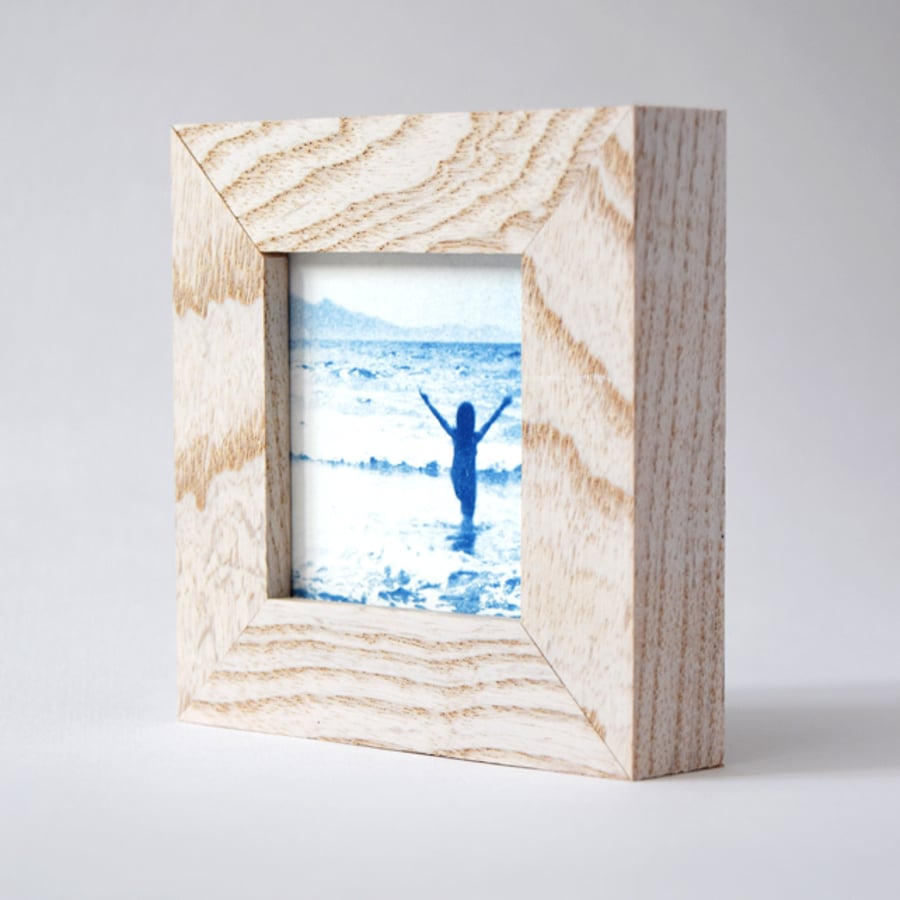 Seaside Joy! Anglesey Seascape Welsh Original Blue Cyanotype Small Wood Frame