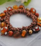 Sale-Mustard & Brown Copper Charm Srunchie Bracelet - Image 4