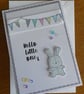 Bunting & Bunny New Baby Card  with Free Gift Tag- Blue - Image 8