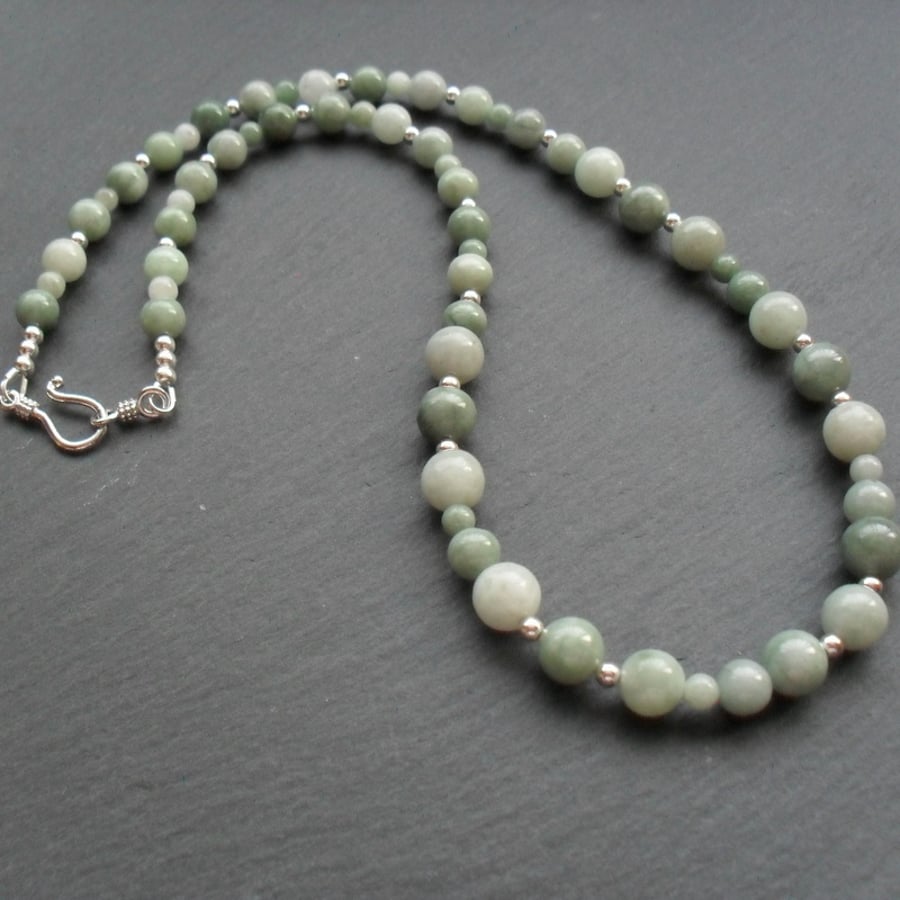 Burmese Jadeite Necklace With Sterling Silver Jade Necklace