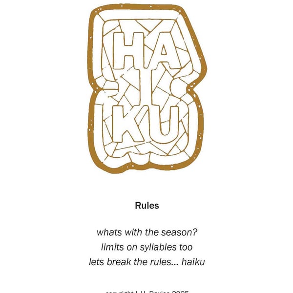 Haiku Poetry Mounted Art Print - 'Rules' Limited Edition