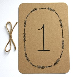 Woodland wedding table numbers