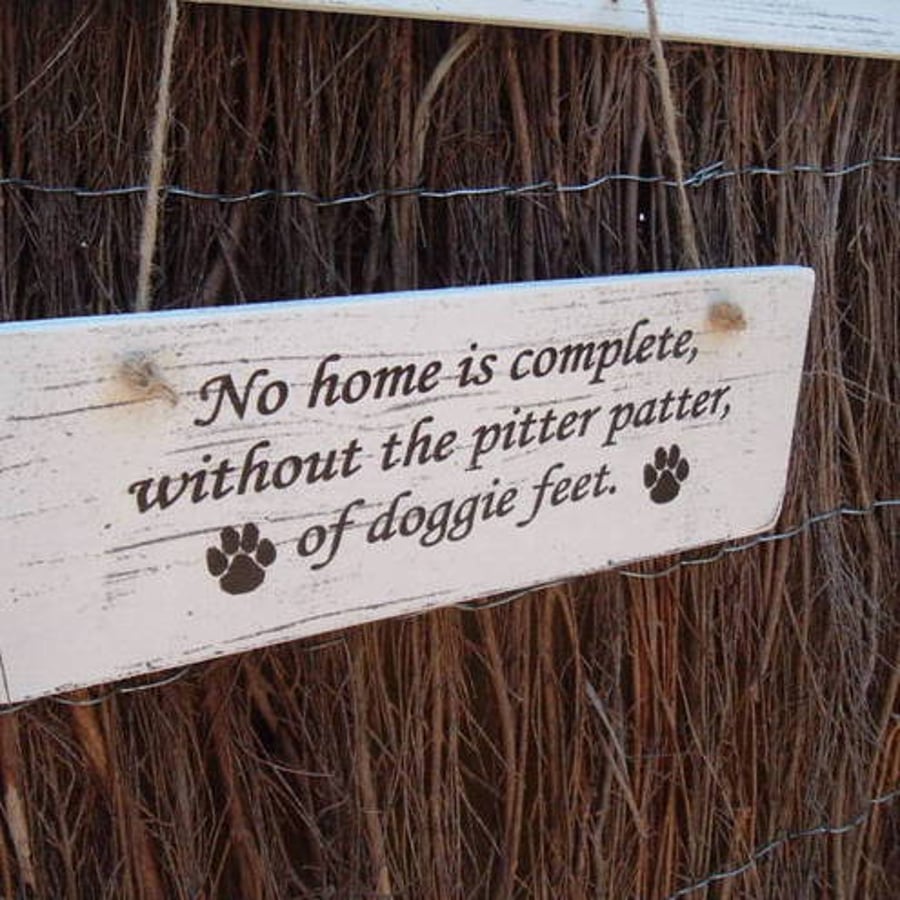 shabby chic distressed plaque-doggie plaque/sign