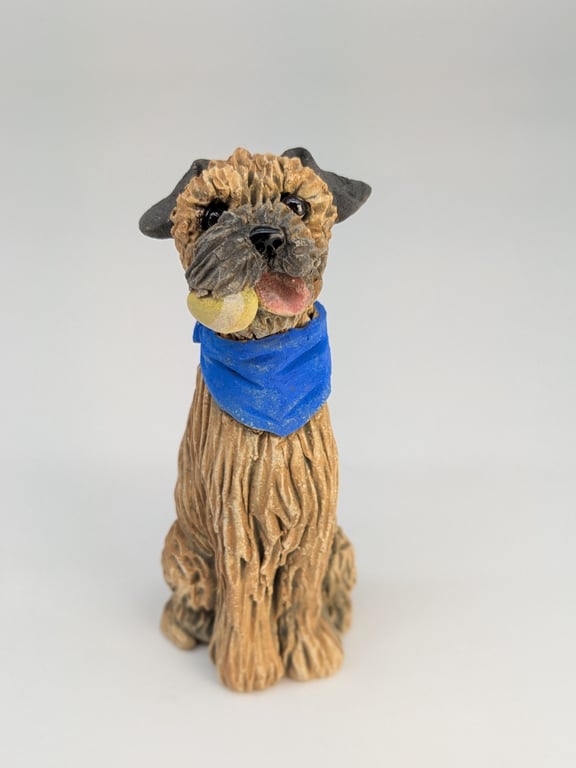 Mini Border Terrier with ball and Neckerchief - 3