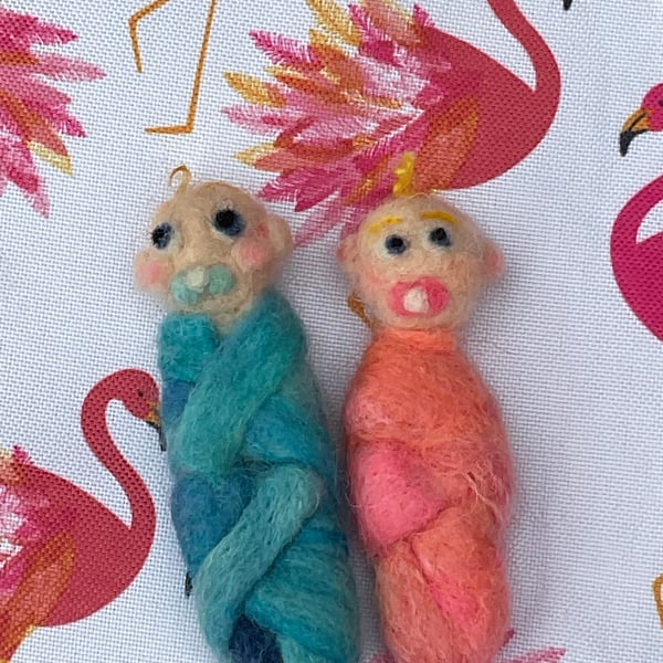 Needle Felted Baby Twins, Wool Babies, New Baby Gift, Baby Shower Gift