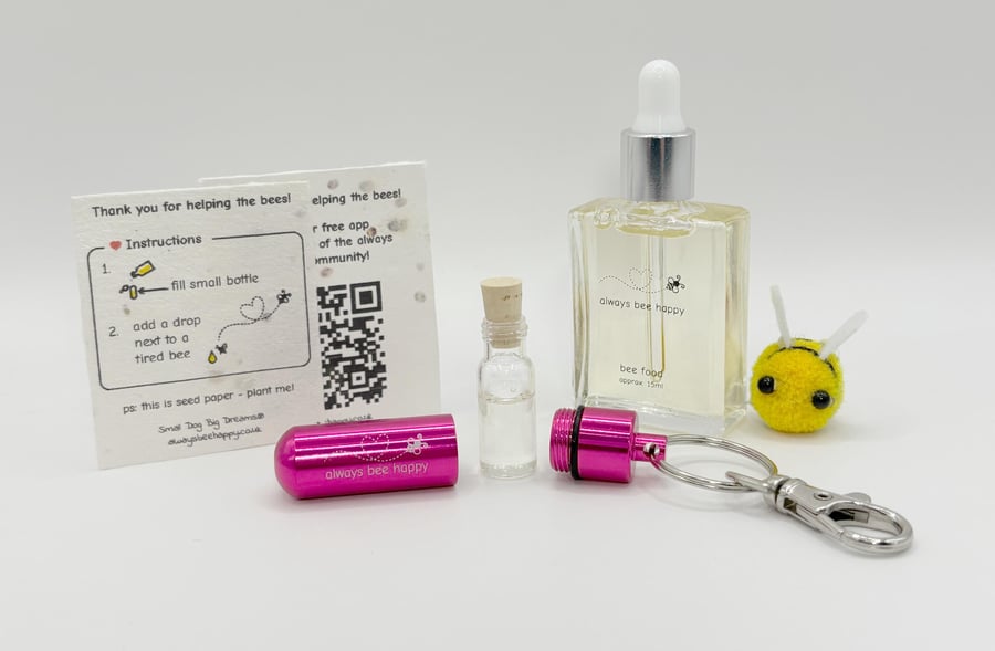Bee Rescue Kit: Syrup Refill, Engraved Keyring & Pouch