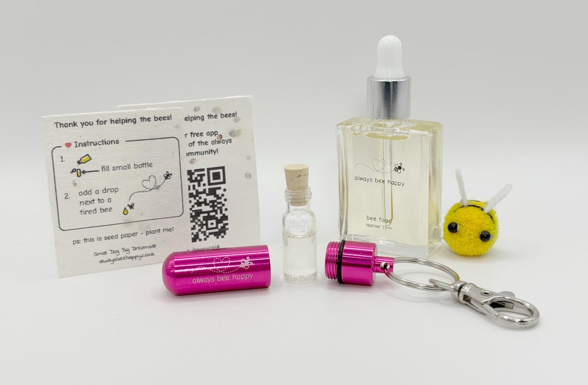 Bee Rescue Kit: Syrup Refill, Engraved Keyring & Pouch