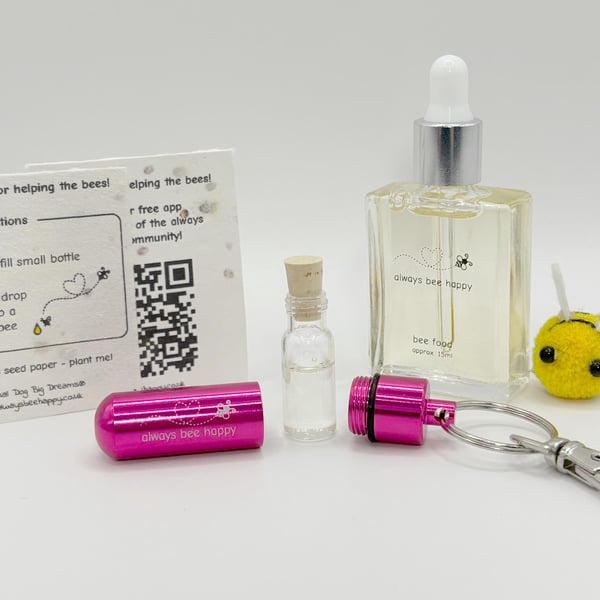 Bee Rescue Kit: Syrup Refill, Engraved Keyring & Pouch