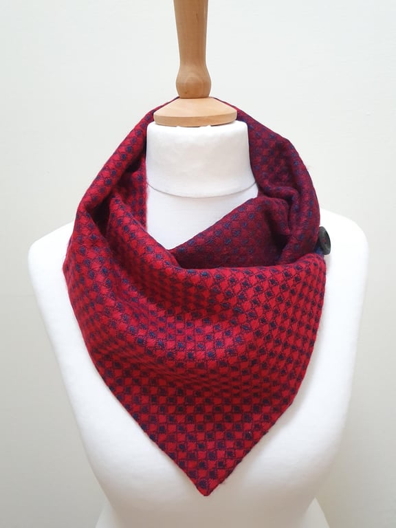 Sari silk and viscose neckwarmer collar, button wrap scarf. Double sided,