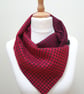 Sari silk and viscose neckwarmer collar, button wrap scarf. Double sided,