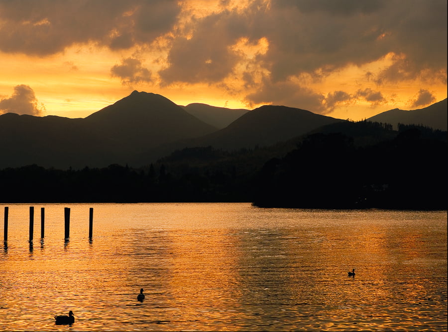 Derwent Water Lake District Cumbria sunset English lakes view - Free UK Postage!