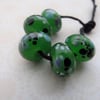 handmade lampwork green frit glass beads