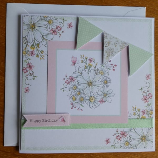 Daisy & Butterfly Card - Happy Birthday