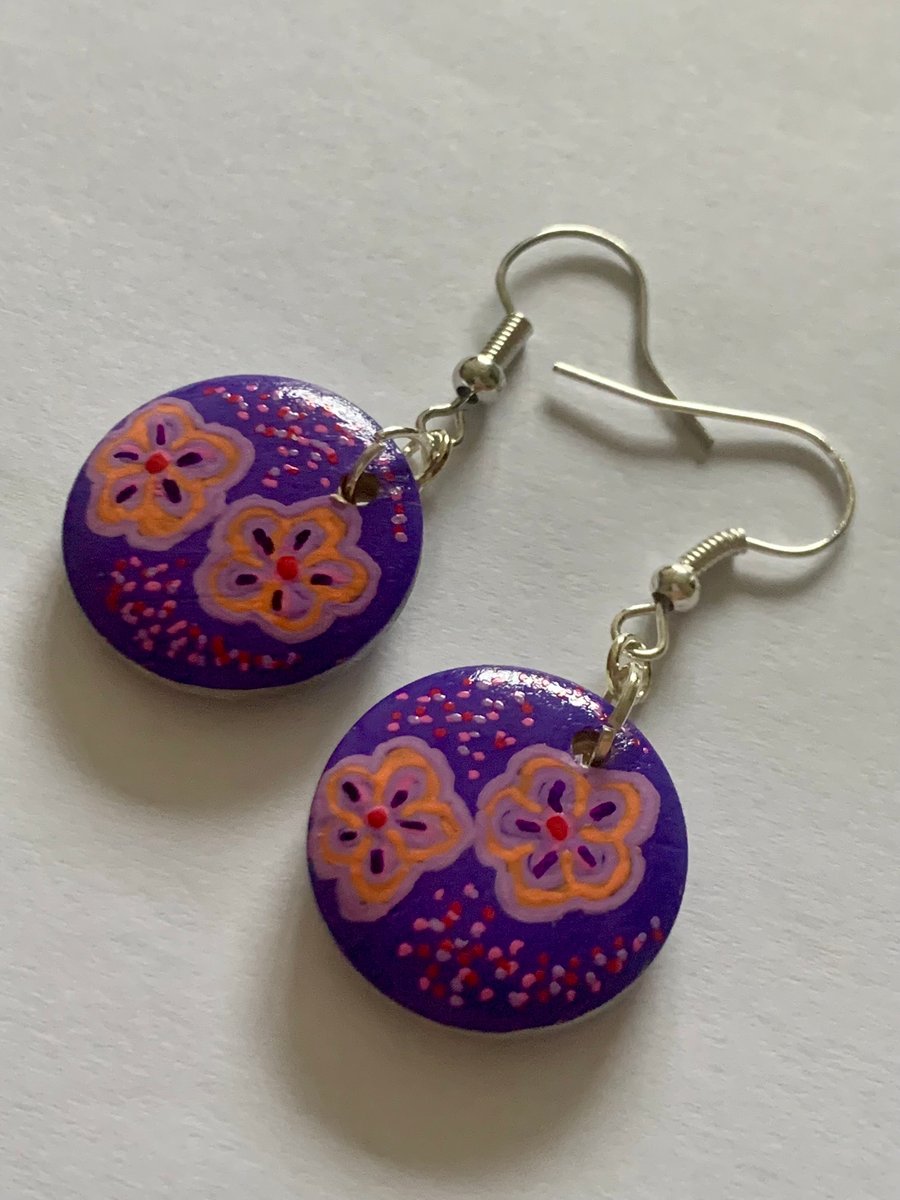 Hand Painted Wooden Earrings