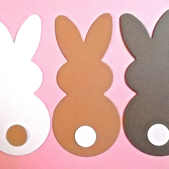 6 Assorted Neutral  Bunny Rabbit  Die Cuts. Card Toppers Easter Bunting 