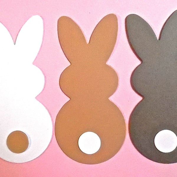 6 Assorted Neutral  Bunny Rabbit  Die Cuts.  Easter Cards Bunting Cut-Outs  