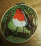 Embroidered robin in woodland . - Image 5