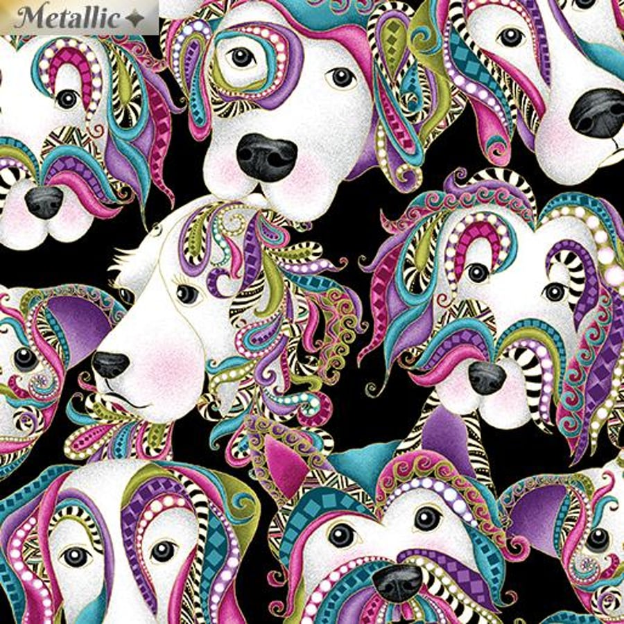 Dog On It - Let's Face It black multi - Benartex - remnant