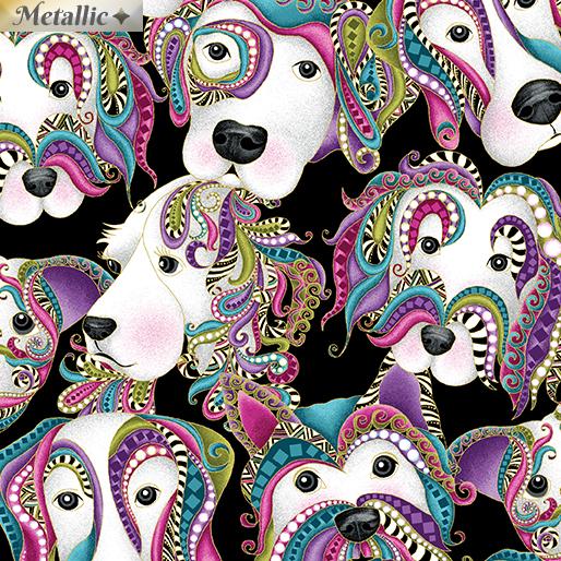 Dog On It - Let's Face It black multi - Benartex - remnant